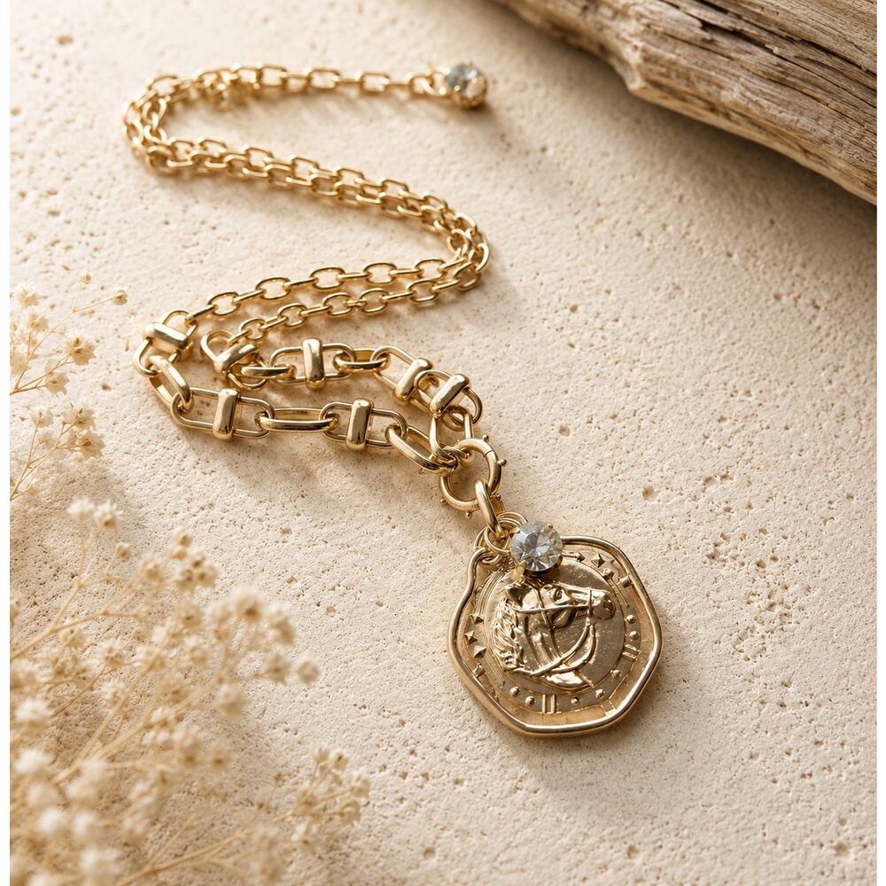 Matte Gold Horse Necklace • Equestrian Jewelry • Gift for Horse Lovers - Picture 4 of 10
